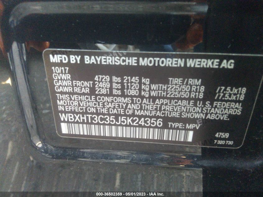 2018 BMW X1 XDRIVE28I - WBXHT3C35J5K24356