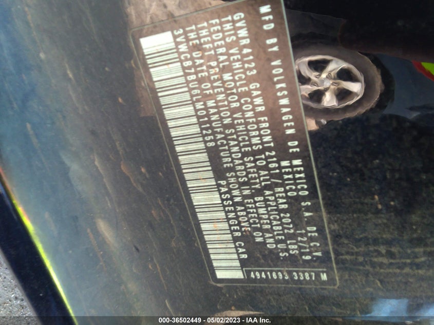 VIN 3VWCB7BU6LM011258 2020 VOLKSWAGEN JETTA S/SE/R-LINE