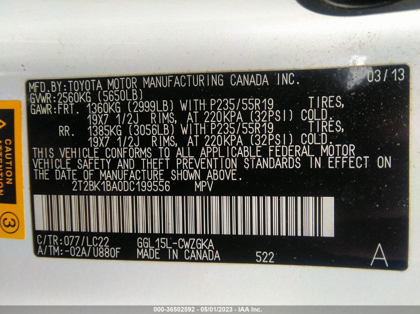 2013 LEXUS RX 350 - 2T2BK1BA0DC199556