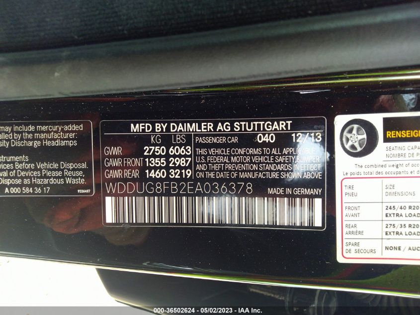 2014 MERCEDES-BENZ S 550 4MATIC - 11WDDUG8FB2EA0363