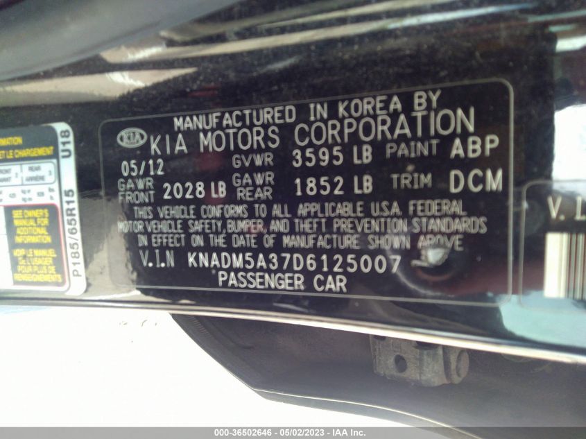 2013 KIA RIO LX - KNADM5A37D6125007