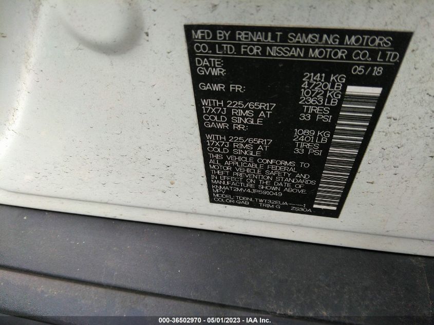 2018 NISSAN ROGUE SV - KNMAT2MV4JP591049