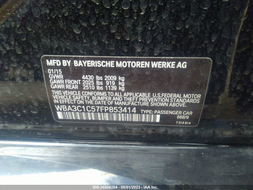 2015 BMW 3 SERIES 328I - WBA3C1C57FP853414