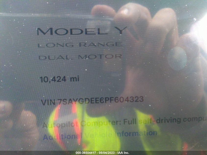 2023 TESLA MODEL Y LONG RANGE - 7SAYGDEE6PF604323