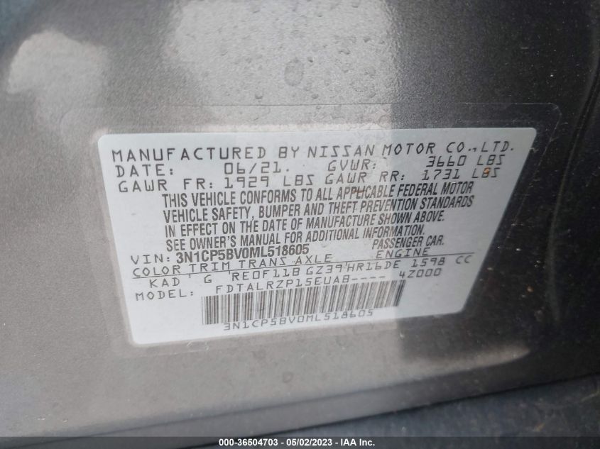2021 NISSAN KICKS S - 3N1CP5BV0ML518605