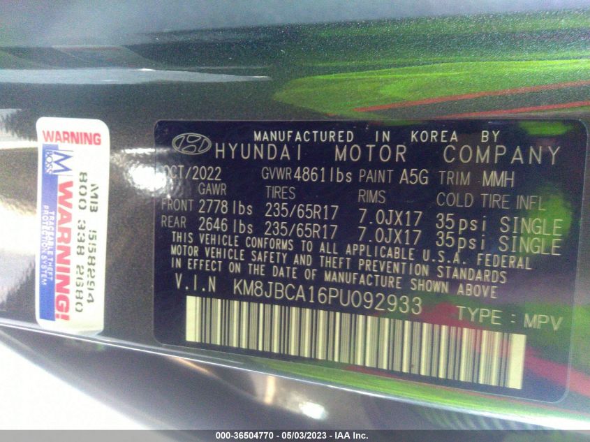2023 HYUNDAI TUCSON HYBRID BLUE - KM8JBCA16PU092933