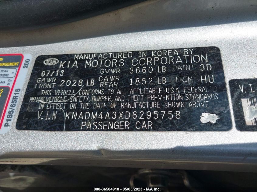 2013 KIA RIO LX - KNADM4A3XD6295758