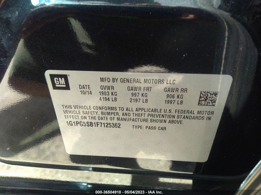 2015 CHEVROLET CRUZE LTZ - 1G1PG5SB1F7125362