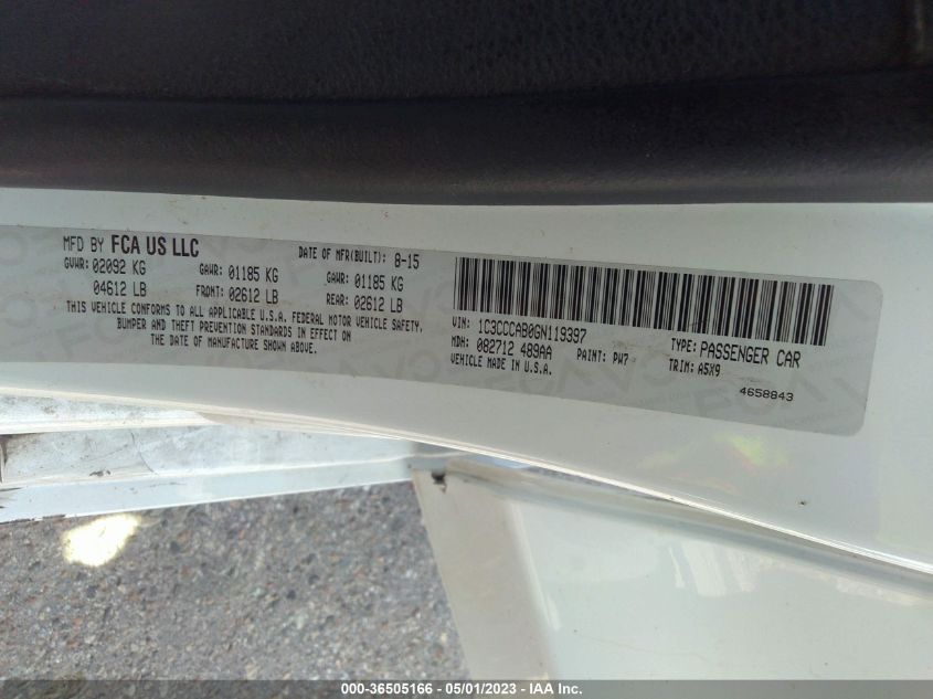 2016 CHRYSLER 200 LIMITED - 1C3CCCAB0GN119397
