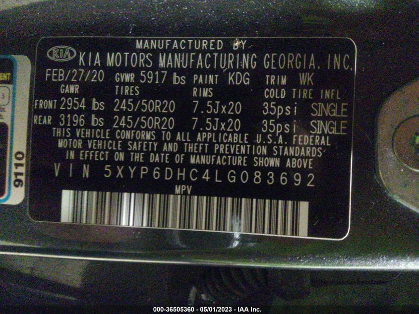 2020 KIA TELLURIDE S - 5XYP6DHC4LG083692