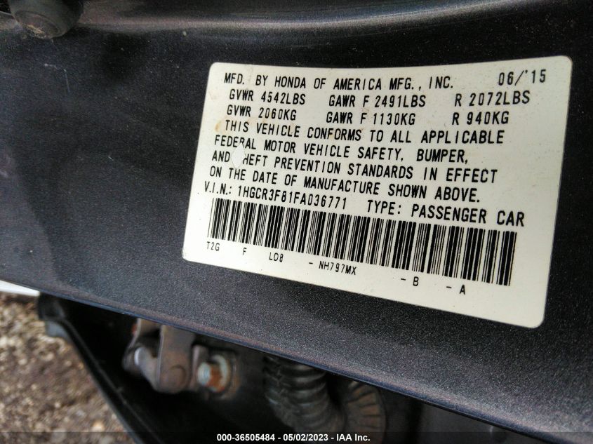 2015 HONDA ACCORD SEDAN EX-L - 1HGCR3F81FA036771