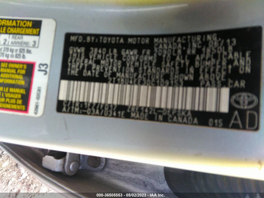 2013 TOYOTA COROLLA S - 2T1BU4EE3DC109153
