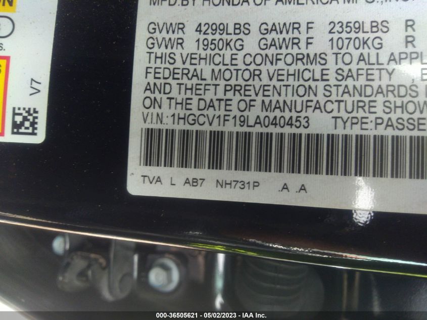 2020 HONDA ACCORD SEDAN LX - 1HGCV1F19LA040453