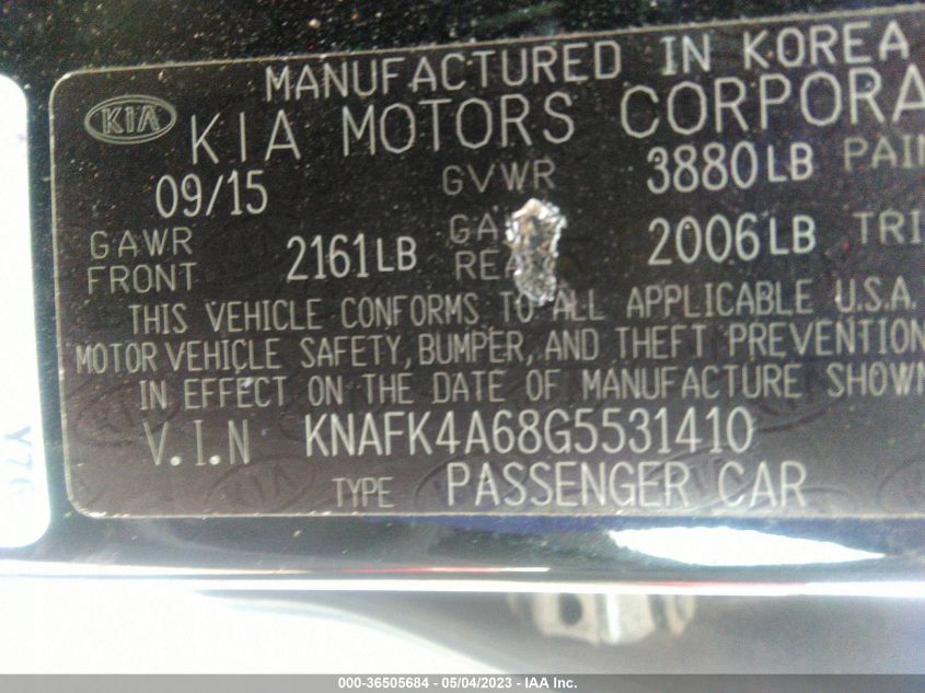 2016 KIA FORTE LX - KNAFK4A68G5531410