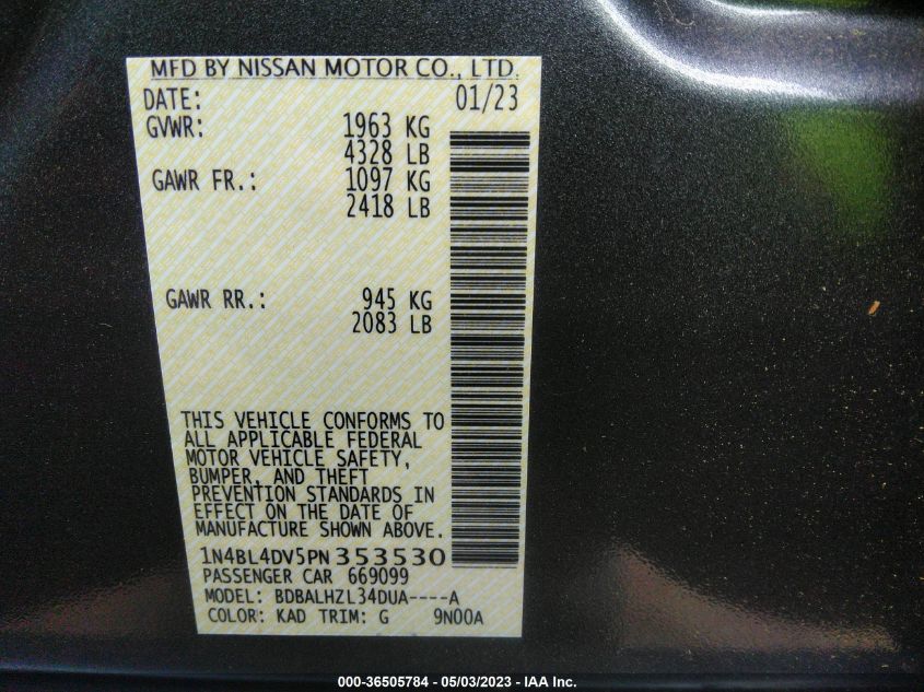 2023 NISSAN ALTIMA 2.5 SV - 1N4BL4DV5PN353530
