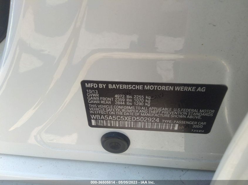 2014 BMW 5 SERIES 528I - WBA5A5C5XED502924