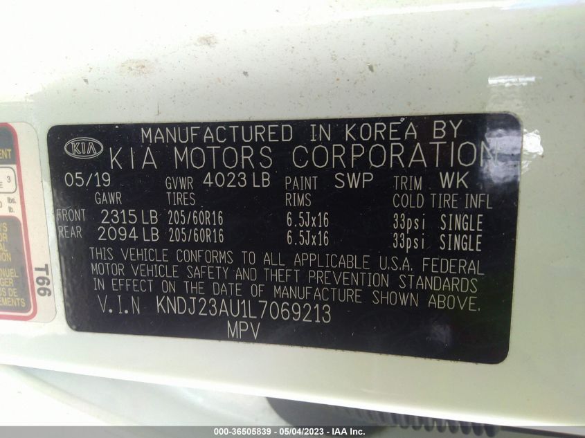 2020 KIA SOUL S - KNDJ23AU1L7069213