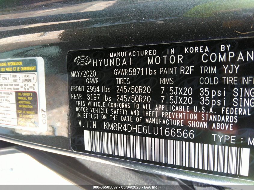 2020 HYUNDAI PALISADE SEL - KM8R4DHE6LU166566
