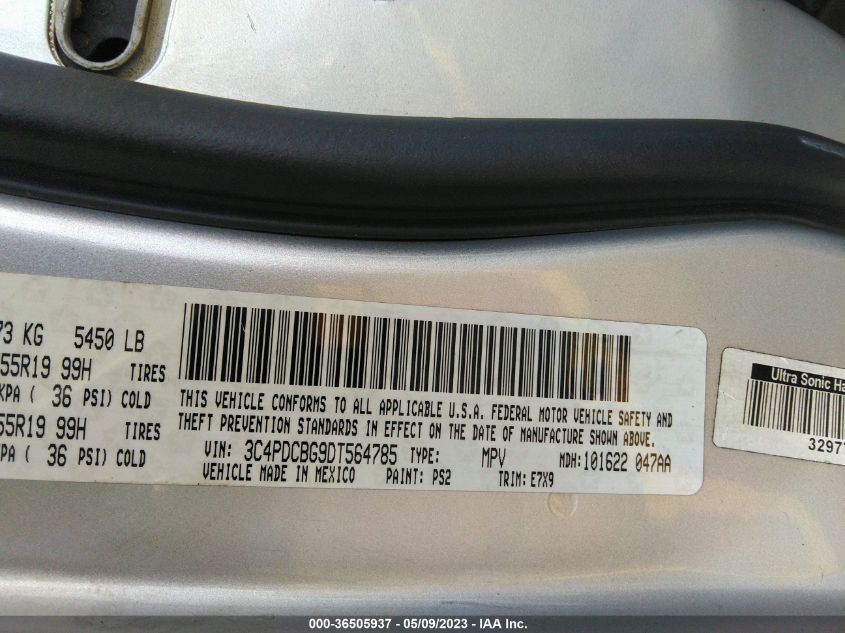 2013 DODGE JOURNEY SXT - 3C4PDCBG9DT564785