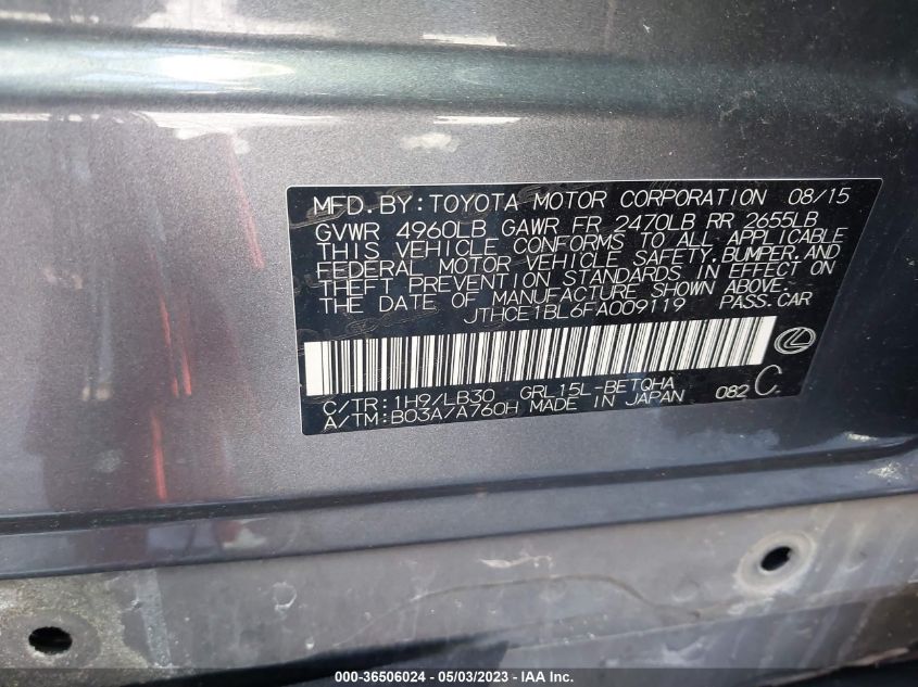 2015 LEXUS GS 350 - JTHCE1BL6FA009119