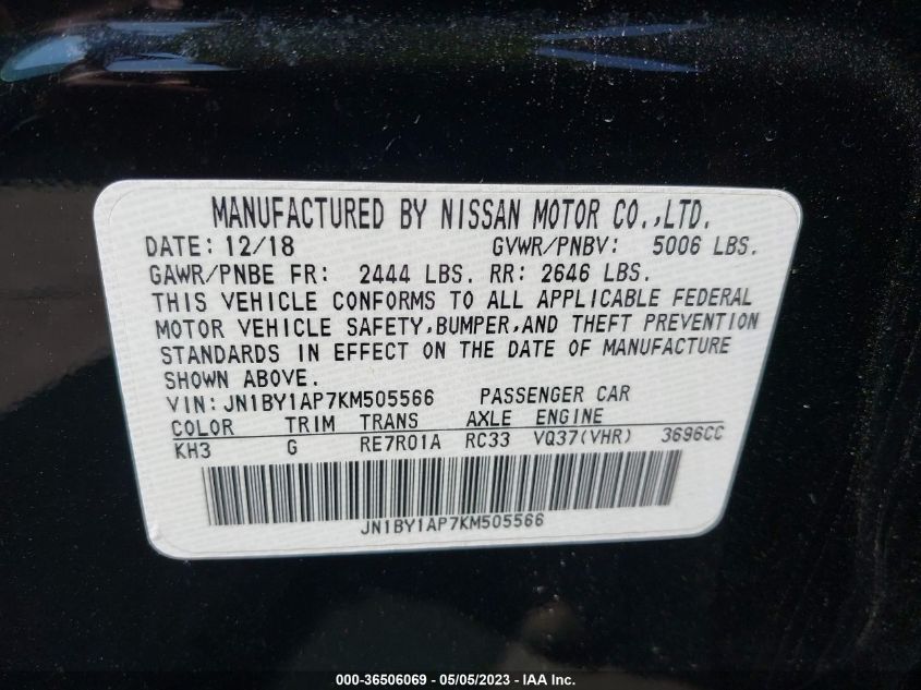 2019 INFINITI Q70 3.7 LUXE - JN1BY1AP7KM505566