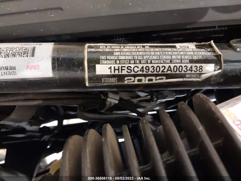 2002 HONDA VTX1800 S - 1HFSC49302A003438