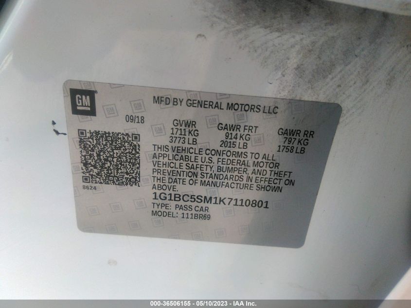 2019 CHEVROLET CRUZE LS - 1G1BC5SM1K7110801