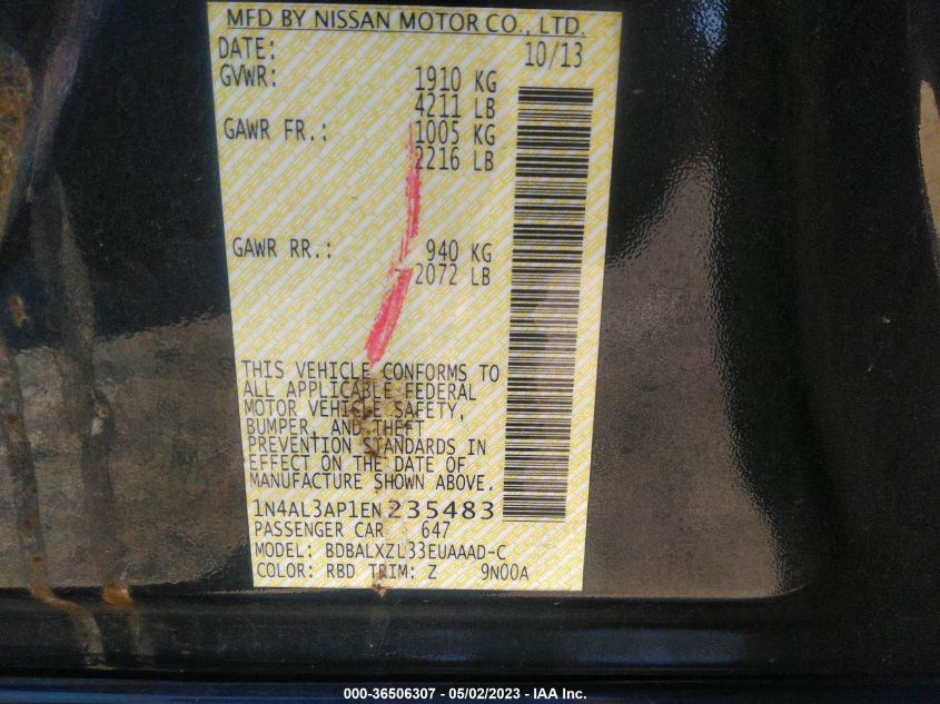 2014 NISSAN ALTIMA 2.5 SL - 1N4AL3AP1EN235483