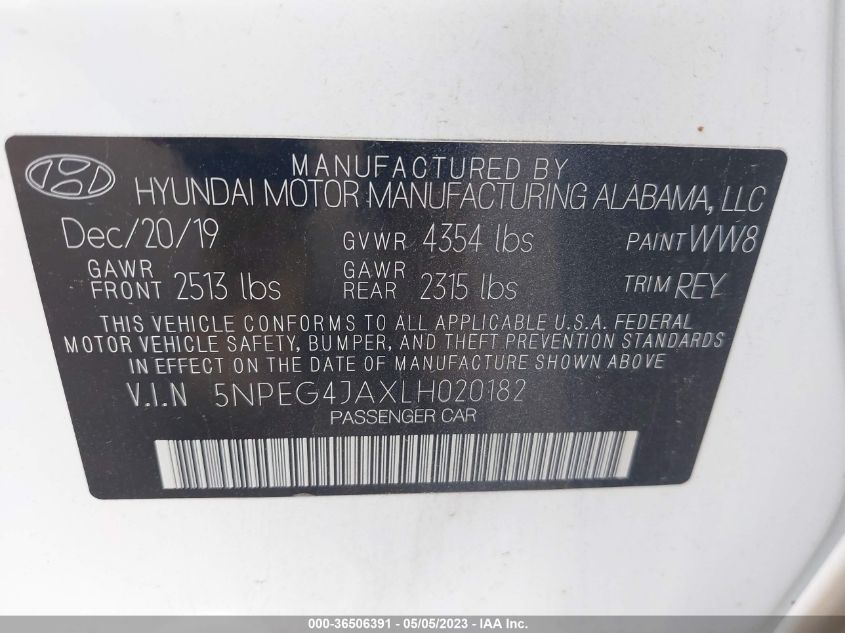 2020 HYUNDAI SONATA SE - 5NPEG4JAXLH020182