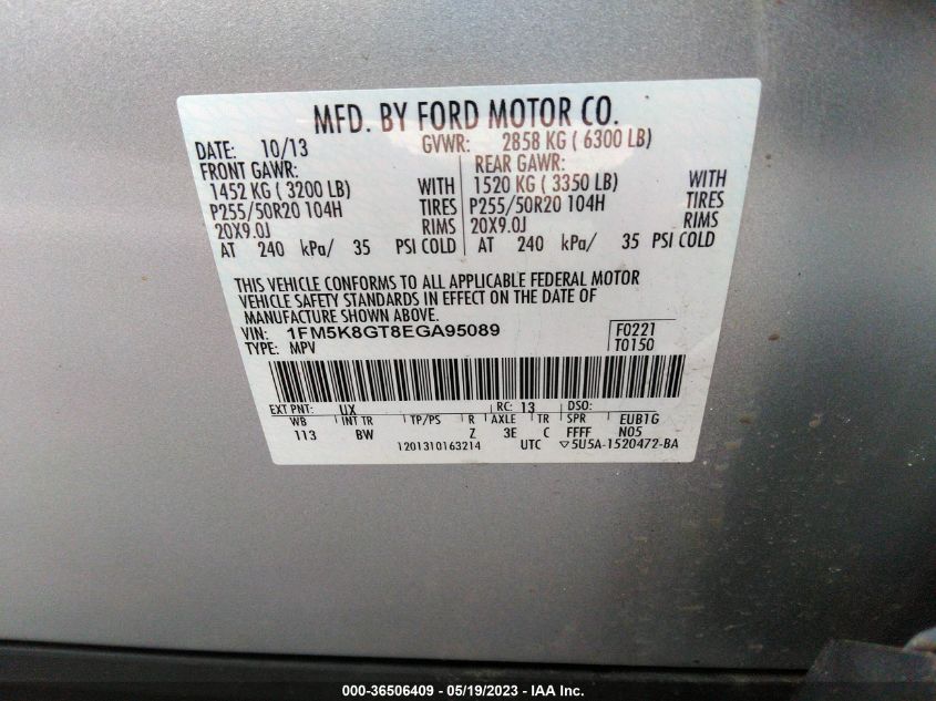 2014 FORD EXPLORER SPORT - 1FM5K8GT8EGA95089