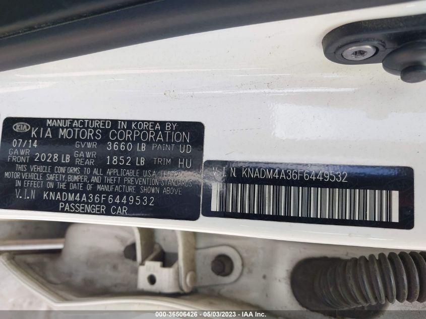 2015 KIA RIO LX - KNADM4A36F6449532