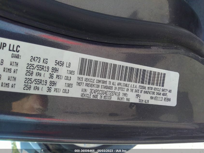 2014 DODGE JOURNEY LIMITED - 3C4PDCDG4ET237418