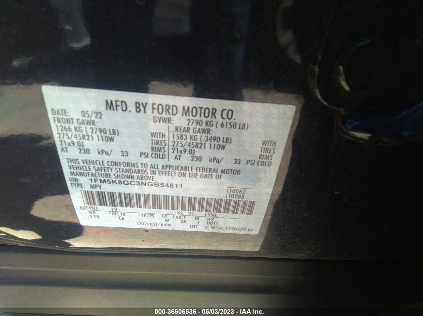 2022 FORD EXPLORER ST - 1FM5K8GC3NGB54811