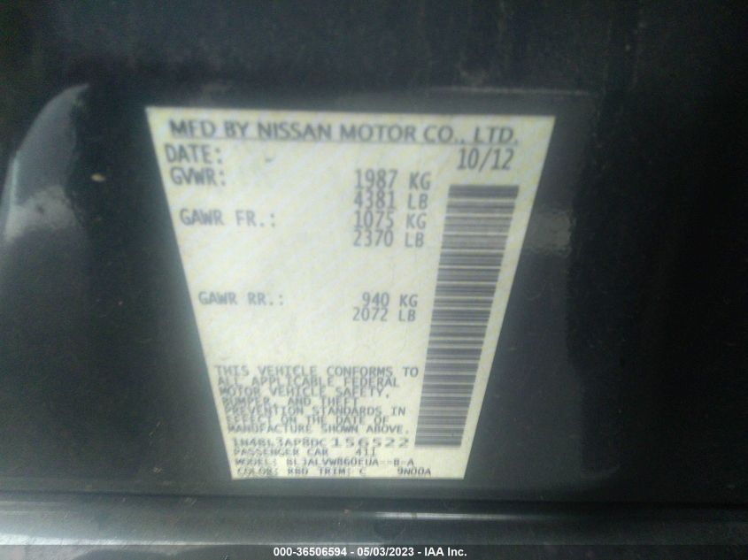 2013 NISSAN ALTIMA 3.5 SL - 1N4BL3AP8DC156522