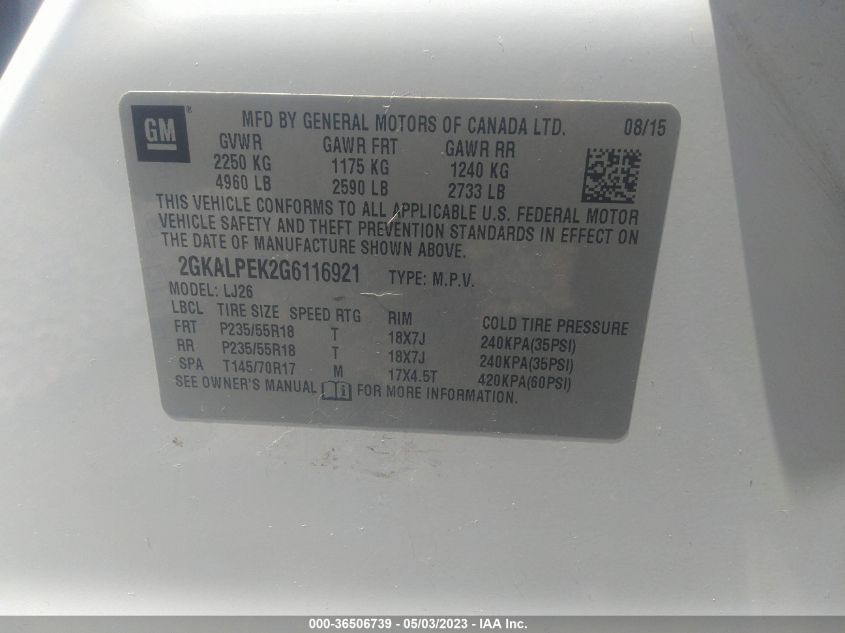 2016 GMC TERRAIN SLT - 2GKALPEK2G6116921