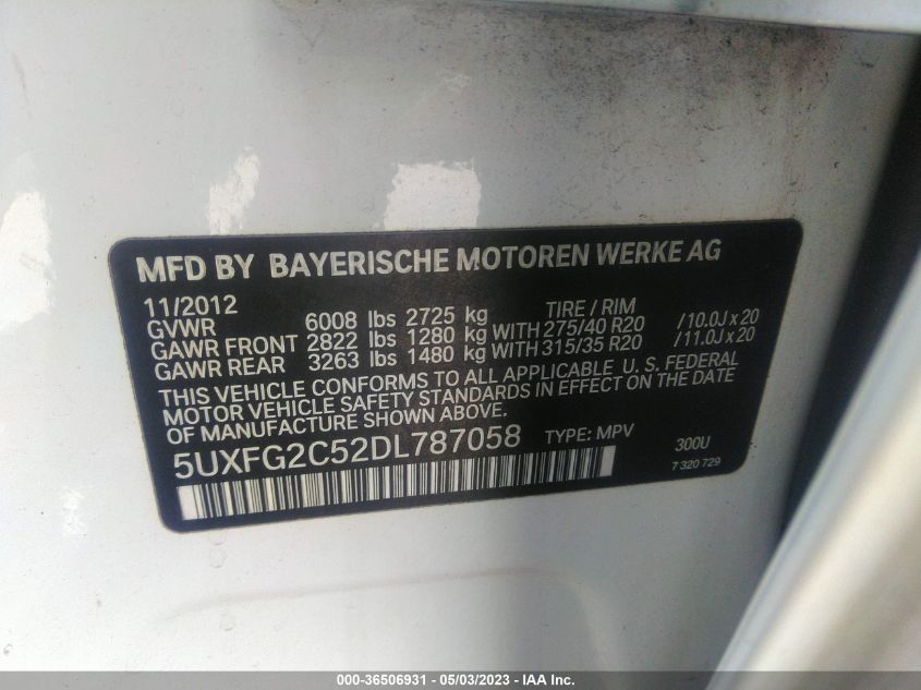 2013 BMW X6 XDRIVE35I - 5UXFG2C52DL787058