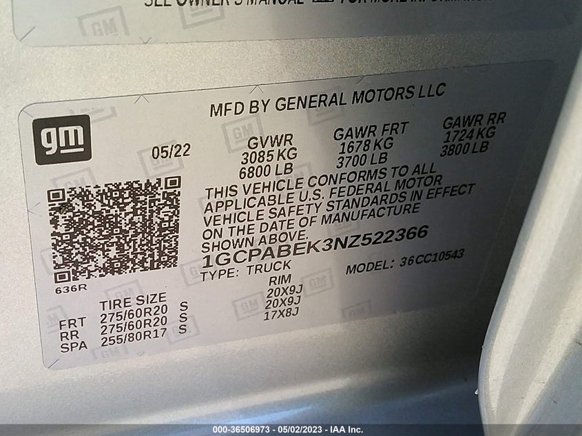 VIN 1GCPABEK3NZ522366 2022 CHEVROLET SILVERADO 1500 CUSTOM