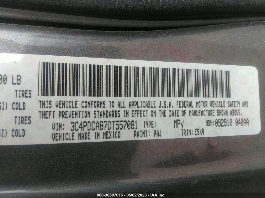 2013 DODGE JOURNEY SE - 3C4PDCAB7DT557081