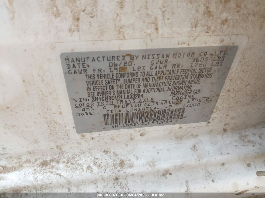 2020 NISSAN VERSA S - 3N1CN8DV2LL893284