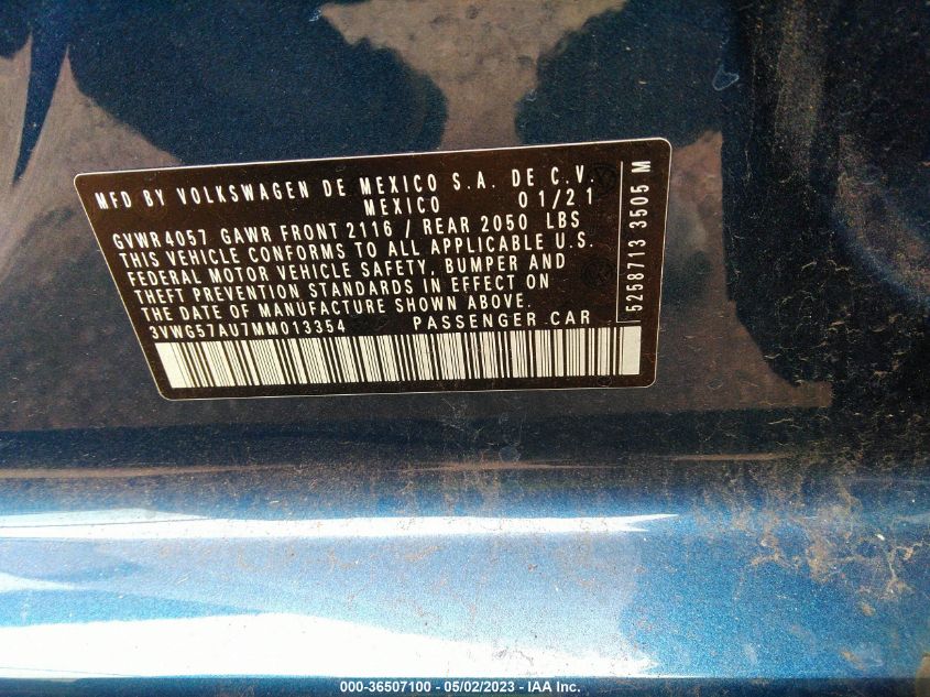 2021 VOLKSWAGEN GOLF TSI - 3VWG57AU7MM013354