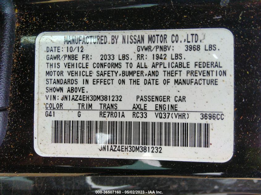 2013 NISSAN 370Z TOURING - JN1AZ4EH3DM381232