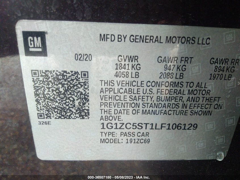 2020 CHEVROLET MALIBU LS - 1G1ZC5ST1LF106129