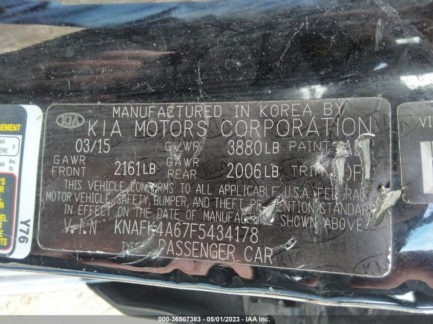 2015 KIA FORTE LX - KNAFK4A67F5434178