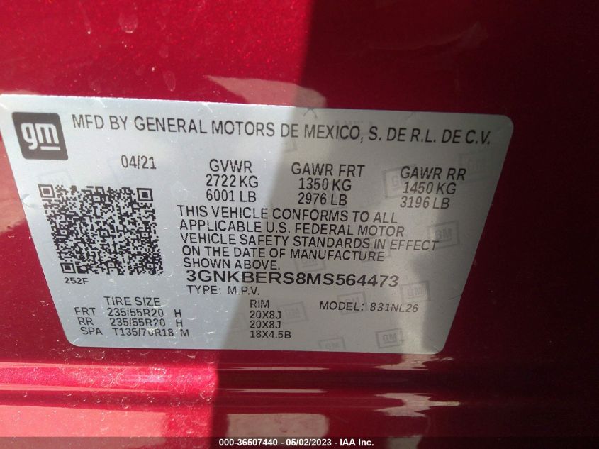 2021 CHEVROLET BLAZER RS - 3GNKBERS8MS564473