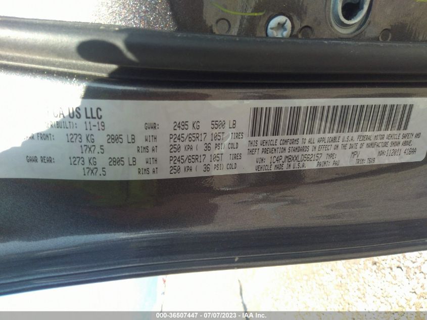 2020 JEEP CHEROKEE TRAILHAWK - 1C4PJMBXXLD562157