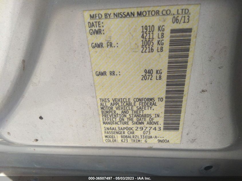 2013 NISSAN ALTIMA 2.5 S - 1N4AL3AP0DC297743