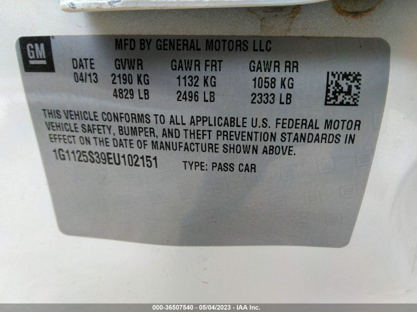 2014 CHEVROLET IMPALA LT - 1G1125S39EU102151