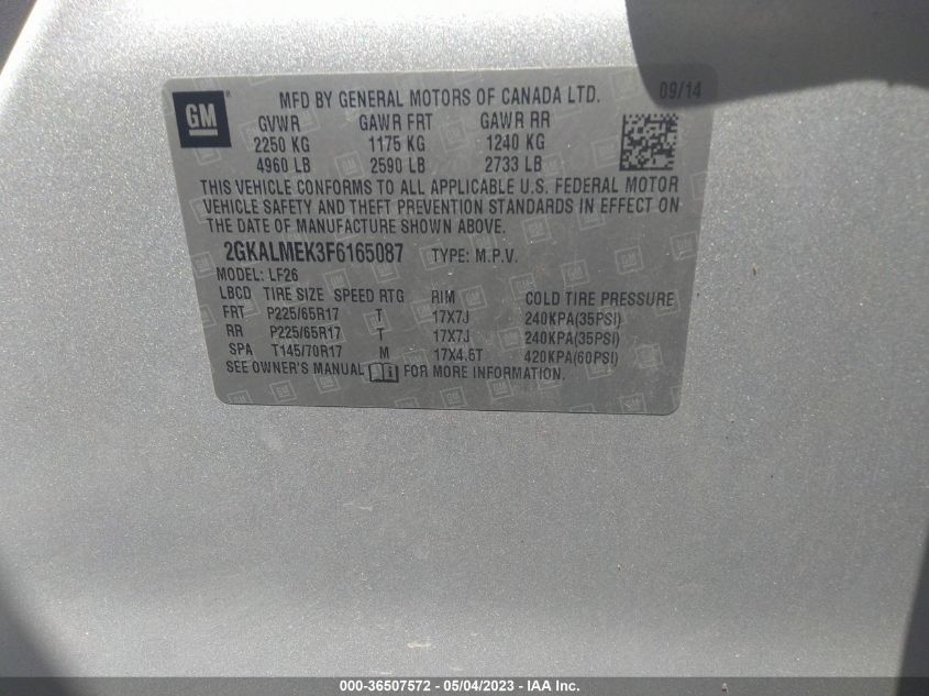 2015 GMC TERRAIN SLE - 2GKALMEK3F6165087