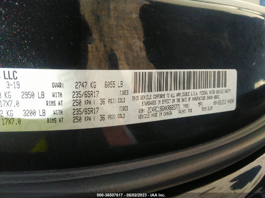 2019 CHRYSLER PACIFICA TOURING L - 2C4RC1BGXKR665771