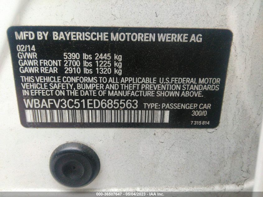 2014 BMW 5 SERIES 535D XDRIVE - WBAFV3C51ED685563